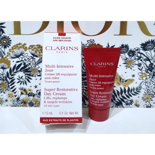 มอยส์เจอไรเซอร์บำรุงผิวหน้ากลางวัน แท้💯%Clarins Super Restorative Day Cream - All Skin Types 5ml. มีฉลากไทย