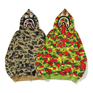 Bape เสื้อโค้ท ผ้าฝ้าย พิมพ์ลาย แฟชั่น