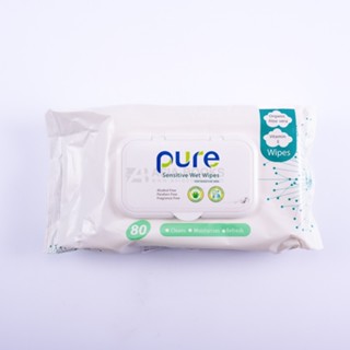 Asia Books แผ่นเช็ดทำความมสะอาด  PURE SENSITIVE WET WIPES 80S