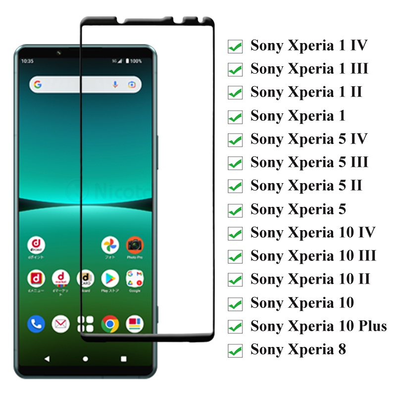 คลุมทั้งหมดกาวกระจกป้องกันสําหรับ Sony Xperia 1IV 5IV 10 IV III II 8 10 Plus ป้องกันหน้าจอ
