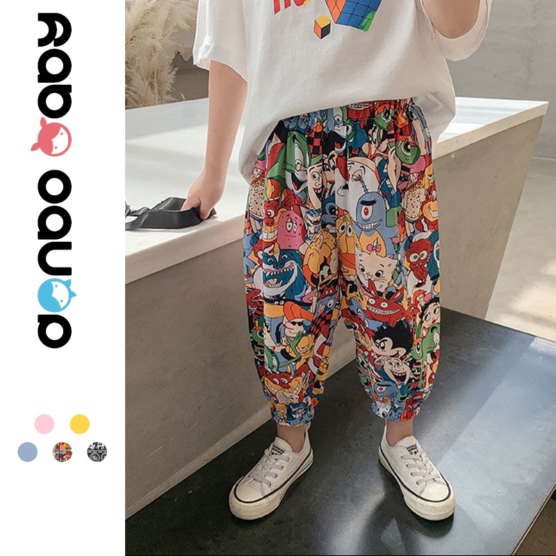 กางเกงเด็ก รูปแบบการ์ตูน เหมาะสำหรับเด็กผู้ชายและเด็กหญิง ผ้าใยน้ำแข็งระบายอากาศ กางเกงช้าง