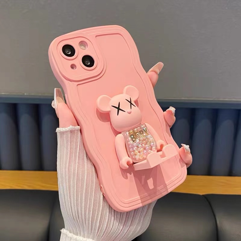 【สีชมพู สีฟ้า】เคสโทรศัพท์มือถือนิ่ม ลายหมี สําหรับ compatible for iPhone 6 6s 7 8 plus x xr xs max 11 pro max 12 pro max 13 pro max 14 pro max