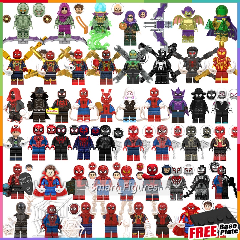 Spiderman Minifigures Gwen Stacy Miles Morales Prowler Mysterio 50 ประเภท Spider Man Mini Figures ขอ