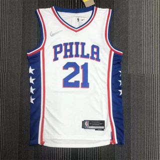 พร้อมส่ง TR22HGR3 2021-22 ของแท้ NBA Philadelphia 76ers #21 เสื้อกีฬาแขนสั้น ลาย Joel Embiid ครบรอบ 75 ปี CFjmic70NDnhbj74 สไตล์เรโทร