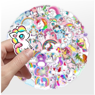 ✨พร้อมส่ง✨unicorn ยูนิคอร์น STICKER 50แผ่น กันน้ำ สติ๊กเกอร์ ใช้ซ้ำได้ กระโปรงหลังรถ โทรศัพท์มือถือ