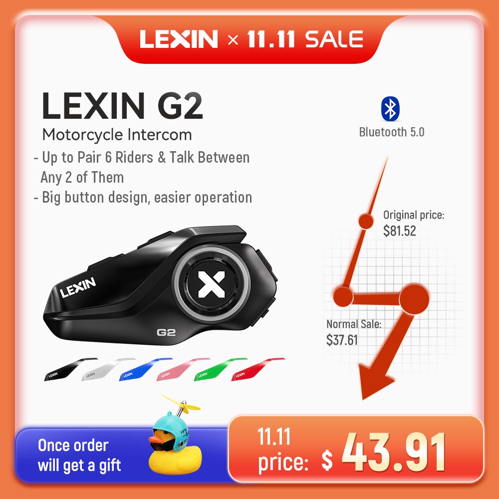 2022 New Lexin G2 Motorcycle Bluetooth Intercom for Helmet Headset ...