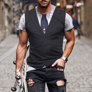 เสื้อยืดลําลอง แขนสั้น คอกลม พิมพ์ลาย Mannen Nep Pak Vest Ontwerp Straat Sport Korte Mouw 3D Afdrukken Zomer Ronde Hals สไตล์เรโทร สําหรับผู้ชาย