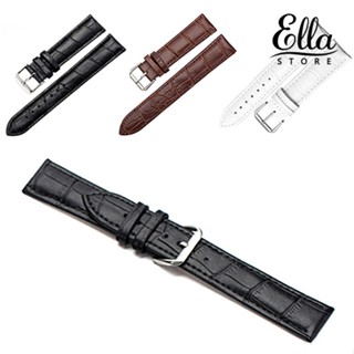 Ellastore123 สายนาฬิกาข้อมือ สายหนังเทียม หัวเข็มขัด สีดํา น้ําตาล ขาว สําหรับผู้ชายและผู้หญิง