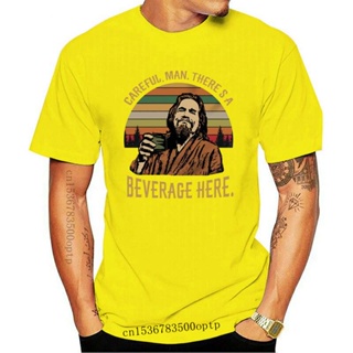 เสื้อยืด พิมพ์ลายเครื่องดื่ม Here The Dude Big Lebowski สไตล์วินเทจ แฟชั่นฮาราจูกุ สําหรับผู้ชาย