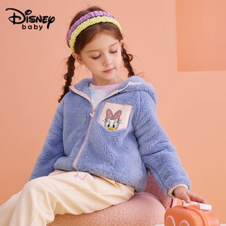 Disney เสื้อแจ็กเก็ต ผ้าฟลีซ ผ้าฝ้าย แบบหนา มีฮู้ด ลายการ์ตูนดิสนีย์ แฟชั่นฤดูใบไม้ผลิ และฤดูใบไม้ร่วง สําหรับเด็กผู้หญิง