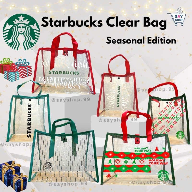 Starbucks Clear Bag กระเป๋าถือ Starbucks ใส่ของอเนกประสงค์ 🛍 กันน้ำ tote bag รุ่น Limited นำเข้า