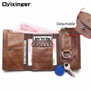 2022 Men Wallet Genuine Leather Car Key Ring Pouch Keys Coin Purse Case Key Holder Wallet Organizer Keychain Bag Small P