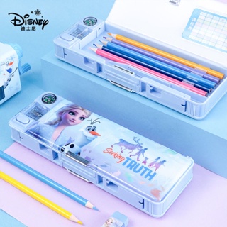 Disney กระเป๋าดินสอพลาสติก อเนกประสงค์ จุของได้เยอะ ลายการ์ตูนดิสนีย์ แบบสร้างสรรค์ สองด้าน สําหรับเด็กประถม