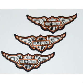 Harley Davidson ฮาร์ลีย์ เดวิดสัน รูปปีก ตัวรีดเสื้อ อาร์มรีดเสื้อ ปักเสื้อผ้าได้ ตกแต่งเสื้อผ้า ทนทาน งาน diy 3 ชิ้น