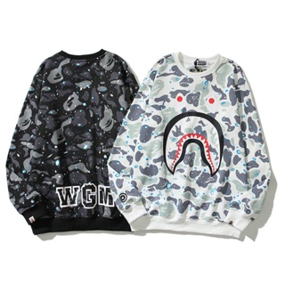 Bape เสื้อกันหนาว คอกลม ผ้าฝ้าย พิมพ์ลาย แฟชั่นสําหรับผู้ชาย และผู้หญิง