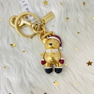 พร้อมส่ง แท้ 🇺🇸💯% New Coach พวงกุญแจ SANTA BEAR BAG CHARM (COACH C7099) GOLD