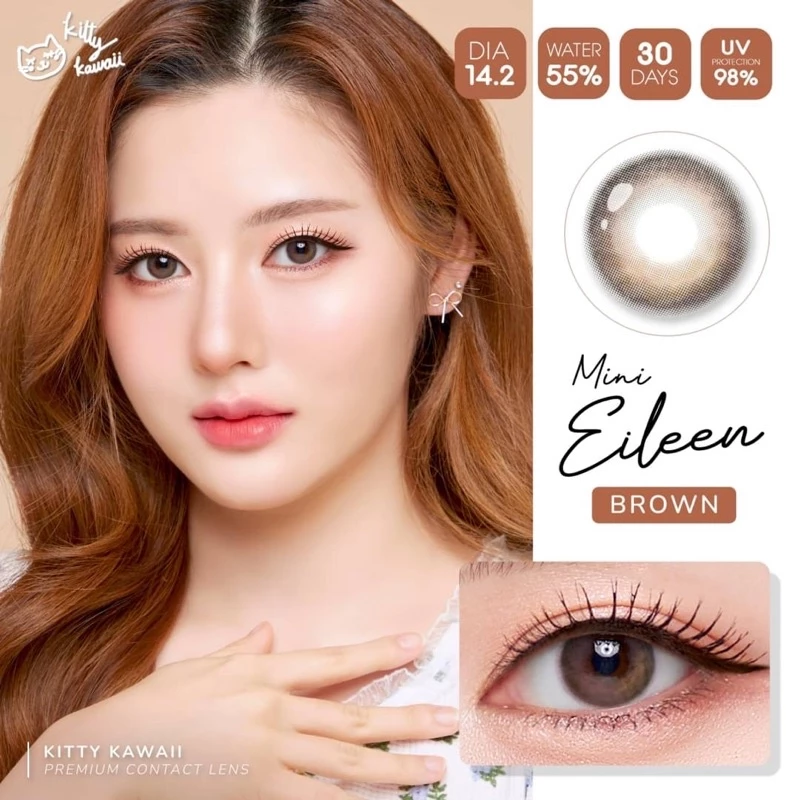 คอนแทคเลนส์ kitty kawaii ลายใหม่ Mini Eileen ค่าอมน้ำ55%