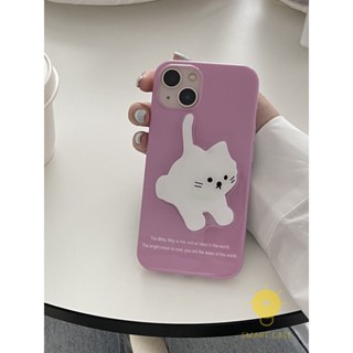 For เคสไอโฟน 14 Pro Max [Simple Words IMD Cat Pop Stand] เคส Phone Case For iPhone 14 Pro Max Plus 13 12 Mini 11 X XS Max XR For เคสไอโฟน11 Ins Korean Style Retro Classic Couple Shockproof Protective TPU Cover Shell