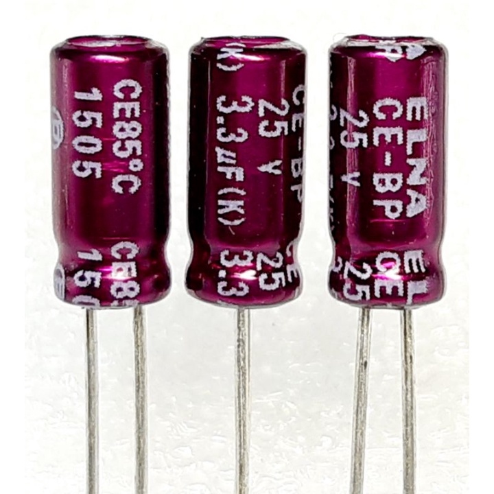 Elna CE-BP 3.3uf 25v capacitor bipolar ตัวเก็บประจุ คาปาซิเตอร์ bp ไบโพลาร์ ไบโพล่า ไม่มีขั้ว