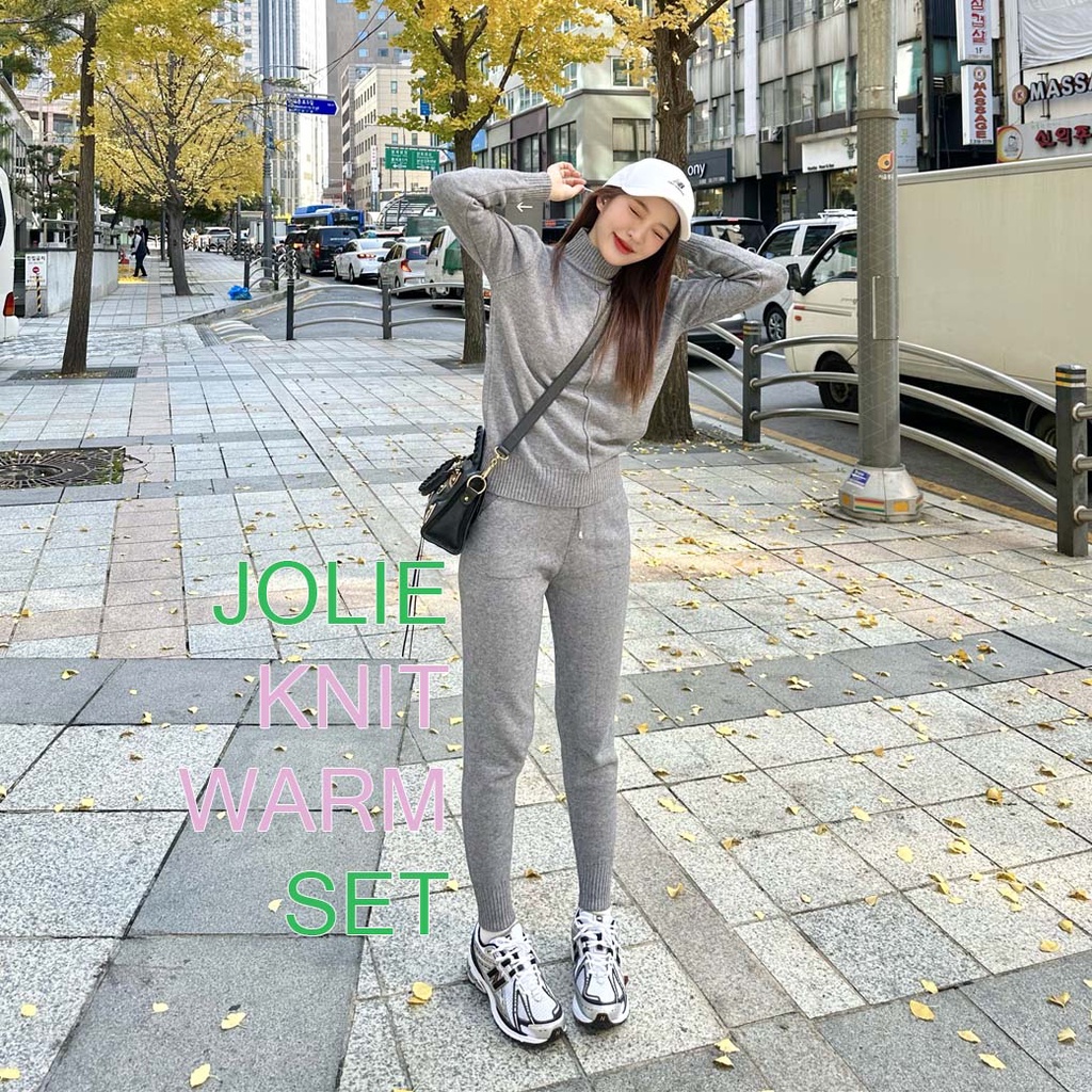 ชุดเซ็ทวอร์มไหมพรม ผ้านิ่มใส่สบาย Jolie Knit Warm Set /thepencil