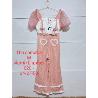 จั๊มสูทกางเกงขายาว สีชมพู THE CAMELLIA SIZE M