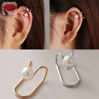 SOFTNESS Geometric shape Pearl Diamond Women Gift Ladies Jewelry No Piercing Ear Cuff Clip