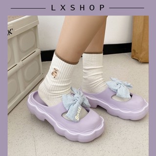 LxShop 👸 สวมดีเทลโบว์น่ารักมากๆ🎀รองเท้าแฟชั่นเกาหลี แบบใหม่แบบสับ   ลุยฝนได้หมด  พร้อมส่งทั่วไทย