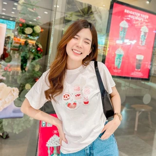 Jarikashop - เสื้อยืดลาย Strawberry Bakery ( งานป้าย.. Jarika ) ( จ50 )