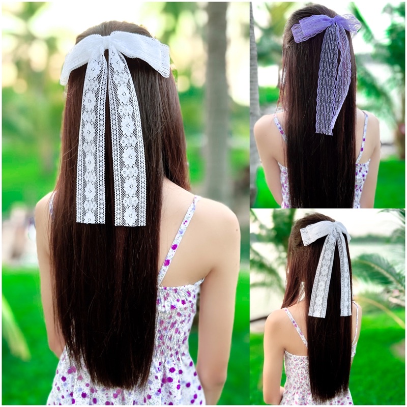 โบว์ติดผม โบว์สีขาวสวยมากไสตคุณหนู สินค้าอยู่ที่ไทยพร้อมส่งจ้า