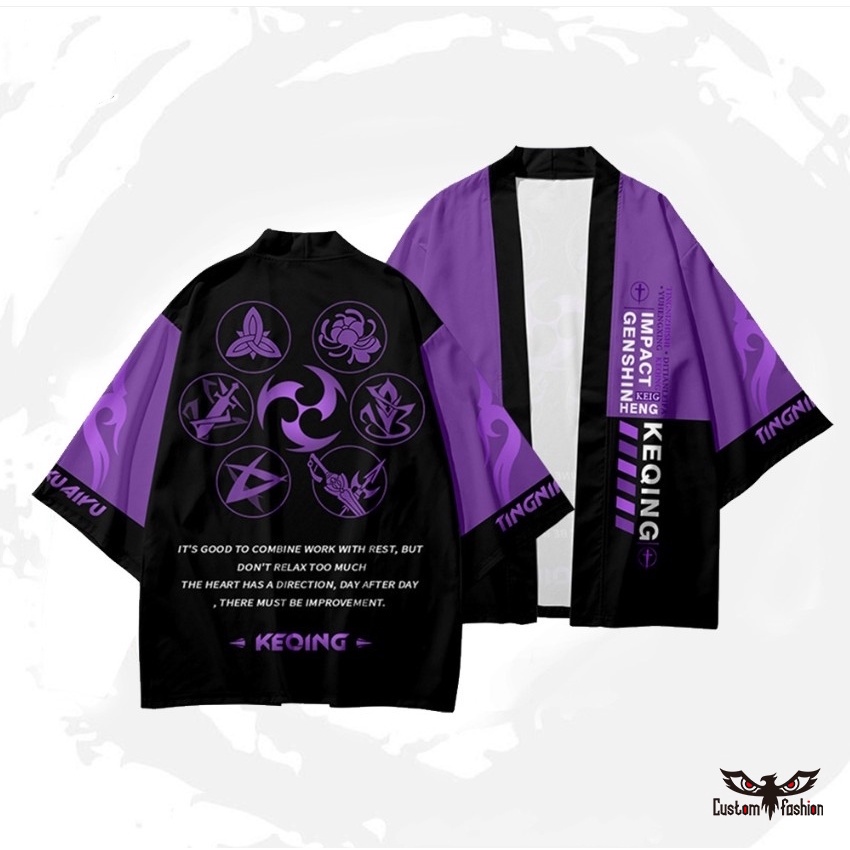 【CustomFashion】Game Genshin Impact Cloak Japanese Kimono Haori Yukata Zhongli Cosplay Women/Men Fashion Summer Short Sl #2