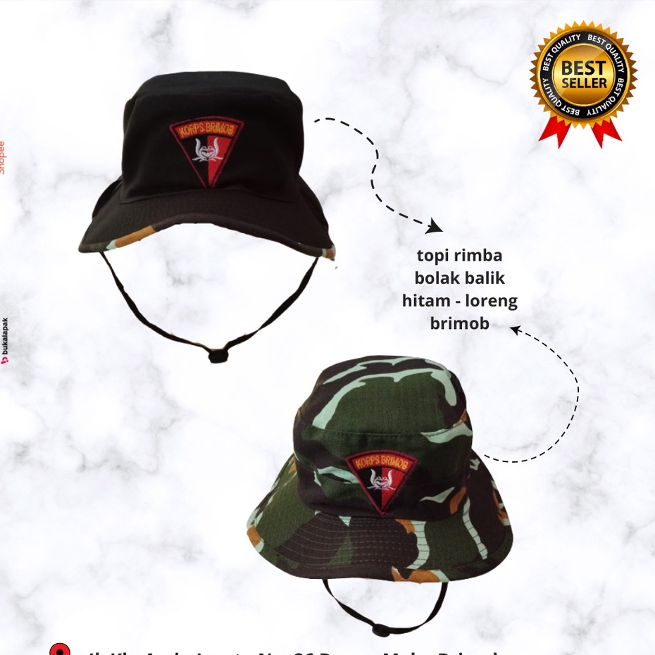 หมวกป่าสีดํา - wingob Zone PREMIUM ลายพรางกลับด้าน