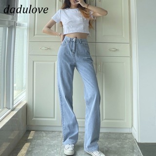 DaDulove💕 New Korean Version Of Ins High-waist Loose Jeans Fashion Light Blue Straight-leg Pants Wide-leg Pants