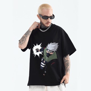 Naruto Anime Design Cotton T-Shirt for Men Oversized Printed Tee Shirts Hatake Kakashi (Unisex)เสื้อยืด