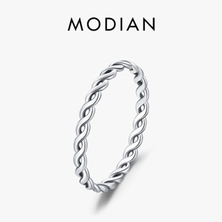 Modian แหวนเงินสเตอร์ลิง 925 แบบบาง ขนาดเล็ก ซ้อนกันได้ สไตล์วินเทจ คลาสสิก สําหรับผู้หญิง