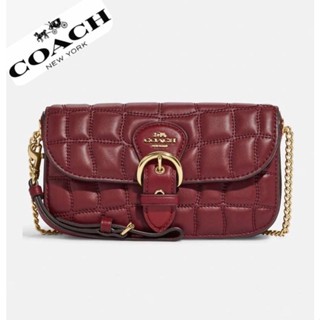 พร้อมส่ง Coach C6898 Kleo with Quilting Gold/Cherry Leather  Cross Body Bag ครอสบอดี้หนังแกะสีแดงเชอรี่