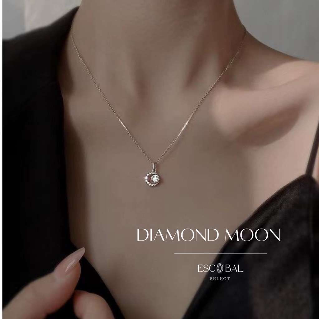 ESCOBAL พร้อมส่ง สร้อยเพชร Diamond Moon จี้เพชร Moissanite สร้อยคอเงินแท้ สร้อยคอแฟชั่ วาเลนไทน์