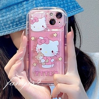 🥳Hot Sale🌈 Compatible for iPhone 14 Pro 13 12 11 Pro Max 14 Plus X XR Xs Max 8 7 6 6s Plus SE 2020 Cute Cartoon Hello Kitty Air Cushion Phone Case Transparent Soft Protective Back Cover