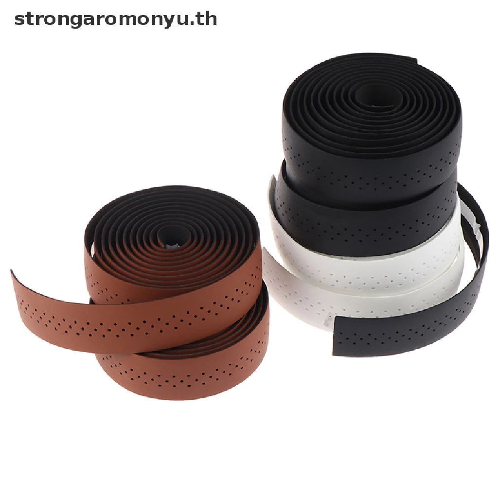 Strongaromonyu เทปแฮนด์จักรยานเสือหมอบหนัง Perforated Belt Breathable Soft TH