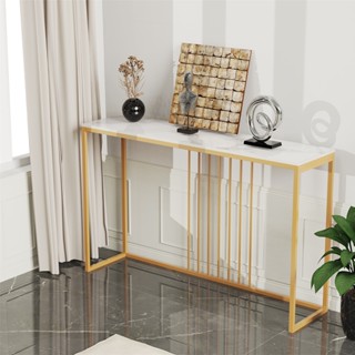 WISFOR โต๊ะคอนโซล โต๊ะคอนโซลหินอ่อน Console Table for Hallway Foyer Table Genuine Sintered Stone Table Luxury Golden