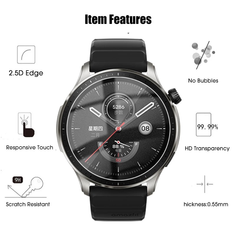 กระจกนิรภัยและตัวป้องกันหน้าจอ PMMA สําหรับ Huami Amazfit GTR4 Pro GTR 4 ฝาครอบป้องกันรอยขีดข่วน