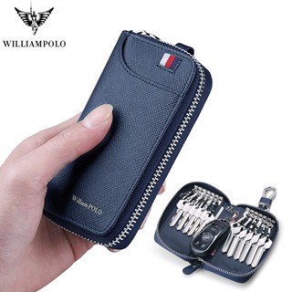 WILLIAMPOLO Men&amp;#39;s Key case Genuine leather men&amp;#39;s multifunctional key chain purse large capacity universal car ke