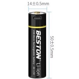 ถ่านชาร์จ BESTON รุ่น 2AN-75 Rechargeable Li-ion Battery ขนาด AA แรงดันไฟฟ้า 1.5V สายชาร์จ Micro USB แบตเตอรี่ชาร์จได้
