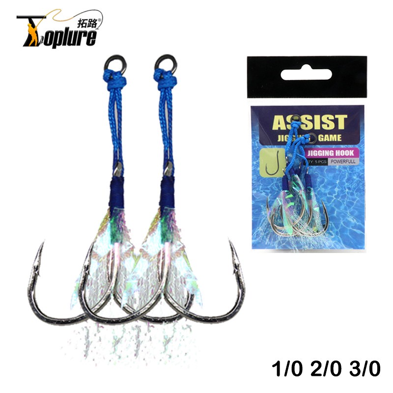 Tl 1/0 2/0 3/0 Assist Hooks Luminous เหล็กคาร์บอนสูงน้ําเค็ม Pike ตะขอตกปลา Barbed Shank โลหะ Twin Jigging Hook