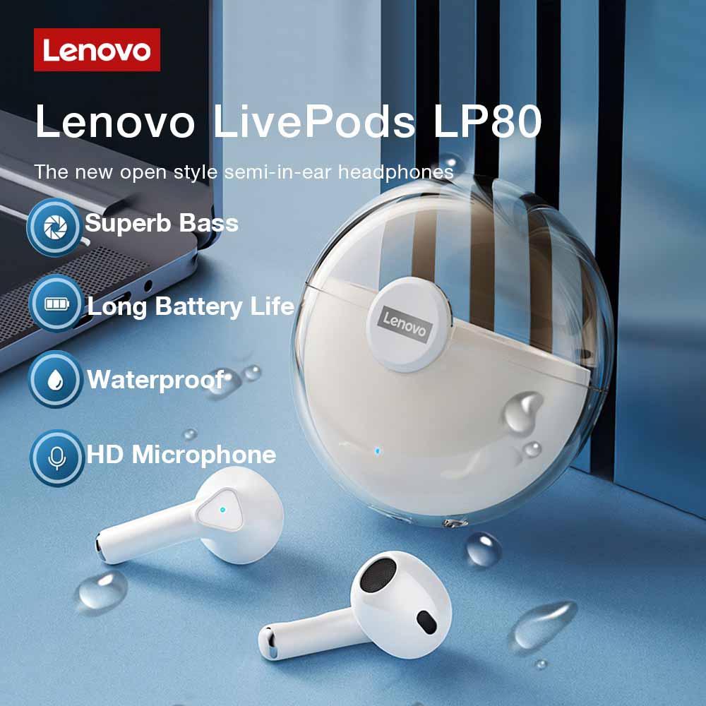 Lenovo LP80 หูฟังบลูทูธไร้สาย เสียงเพลง Hd บลูทูธ 5.0 TWSพร้อมเสียงเพลงและโทรโทรศัพท์ เสียงเบส หูฟังไร้สาย bluetooth 5.0 - รูปที่ 3