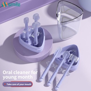 ღ 3Pcs เด็กแปรงฟันซิลิโคน1-12ปีเด็กขนแปรงนุ่มทารกเด็กวัยหัดเดิน Oral Care การฝึกอบรมแปรงฟันพร้อมฝาครอบทารกแรกเกิดชุดแปรงลิ้น