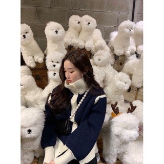 พรี Nidnoi Navy Knit เสื้อคลุมนิตติ้ง ผ้านิ่ม หนากลางๆ