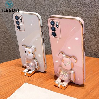 เคสโทรศัพท์ซิลิโคน กันกระแทก ลายการ์ตูนหมี Kaws น่ารัก พับได้ สําหรับ OPPO Reno 6 6Z 5 4 5F 4F 2F 4G 5G