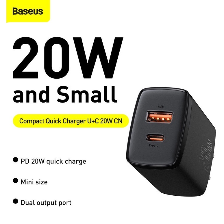 Baseus หัวชาร์จเร็ว 20W & หัวชาร์จเร็ว33W port USB+Type C รองรับ Fast Charging