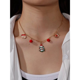 สร้อยคอพร้อมจี้ต้นคริสต์มาส และซานต้าคลอส พร้อมส่ง