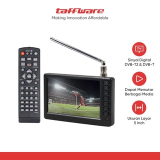 Taffware Portable HD TV Monitor 5 Inch DVB-T2 + Analog - D5 - Black